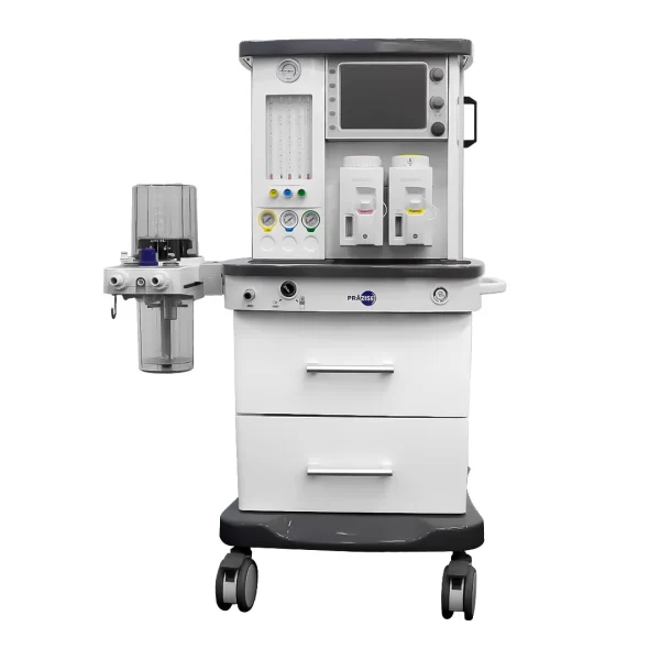 Máquina de anestesia PRZ-X7 para uso en UCI, quirófanos y anestesiología, con pantalla LCD TFT y modos avanzados de ventilación.
