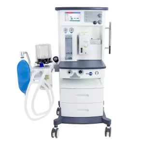 Máquina de anestesia PRZ-X5 vista lateral, diseño compacto para quirófanos